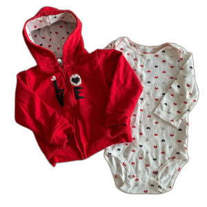 Carter's Valentine's Hoodie & Bodysuit Outfit Girls' 18 Months